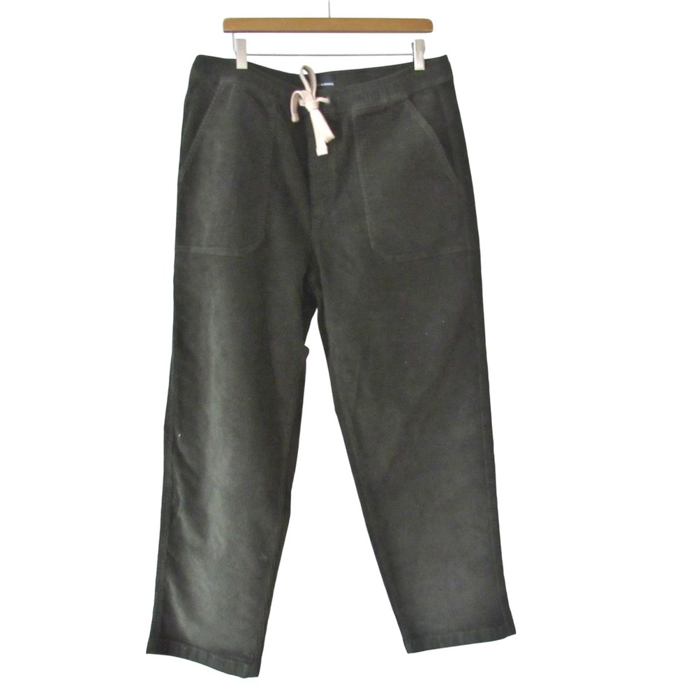 Lucky Brand Mens Green Corduroy Pants Large Pull On Drawstring Straight Leg